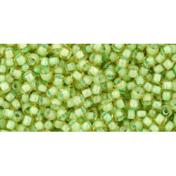 TOHO Rocailles 11/0 (#945) Inside-Color Jonquil/Mint Julep Lined