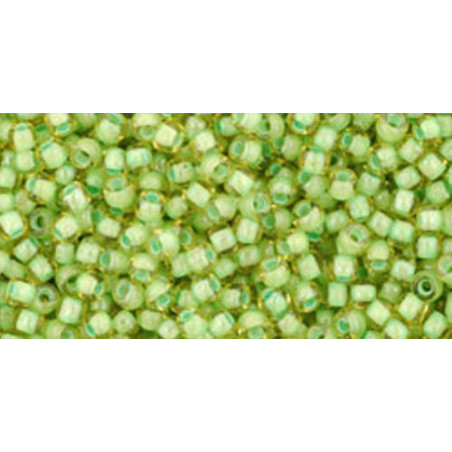 TOHO Rocailles 11/0 (#945) Inside-Color Jonquil/Mint Julep Lined