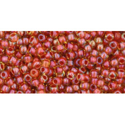 TOHO Rocailles 11/0 (#951) Inside Color Jonquil/Brick Lined Red Round