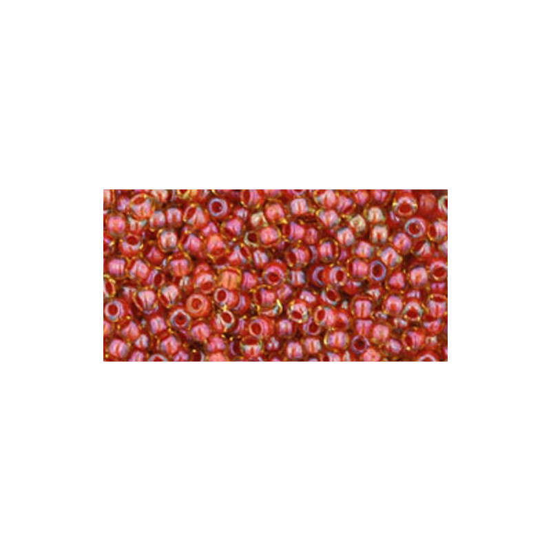 TOHO Rocailles 11/0 (#951) Inside Color Jonquil/Brick Lined Red Round