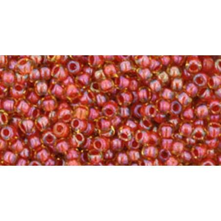 TOHO Rocailles 11/0 (#951) Inside Color Jonquil/Brick Lined Red Round
