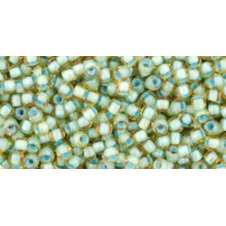 TOHO Rocailles 11/0 (#952) Inside-Color Rainbow Lt Topaz/Sea Foam Line