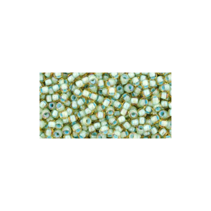 TOHO Rocailles 11/0 (#952) Inside-Color Rainbow Lt Topaz/Sea Foam Line