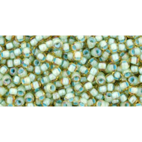 TOHO Rocailles 11/0 (#952) Inside-Color Rainbow Lt Topaz/Sea Foam Line