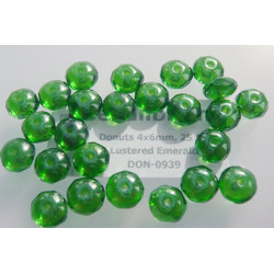 Donuts 4x6mm Lustered Emerald, 25 St.