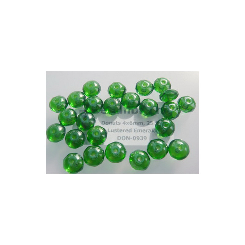 Donuts 4x6mm Lustered Emerald, 25 St.