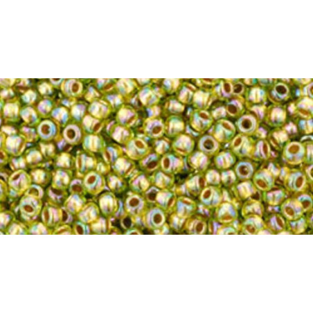 TOHO Rocailles 11/0 (#996) Gold-Lined Rainbow Peridot
