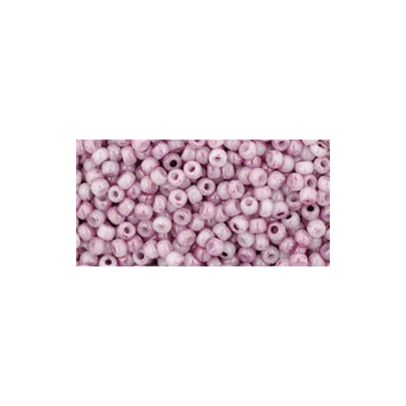 TOHO Rocailles 11/0 (#1200) Marbled Opaque White/Pink