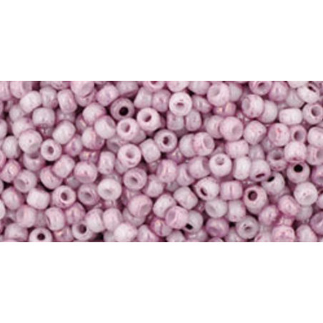 TOHO Rocailles 11/0 (#1200) Marbled Opaque White/Pink