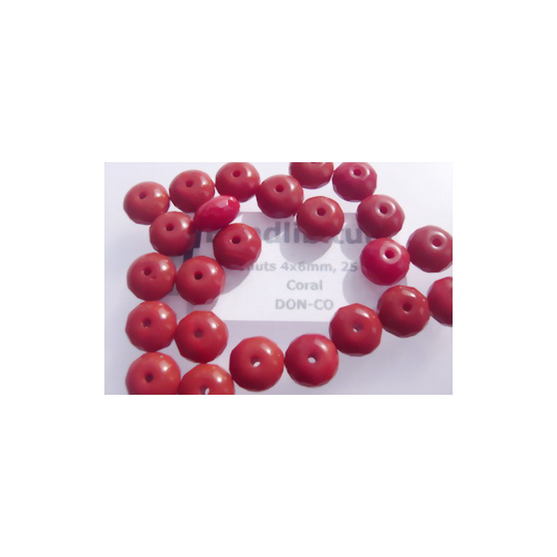 Donuts 4x6mm Coral, 25 St.