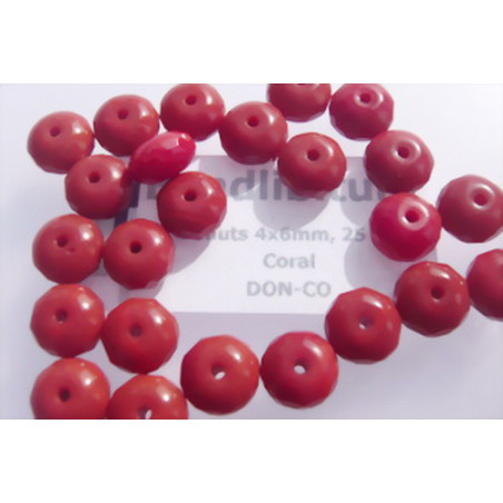 Donuts 4x6mm Coral, 25 St.