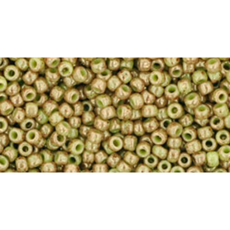 TOHO Rocailles 11/0 (#1209) Marbled Opaque Avacado/Pink