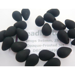 Drops 9x6mm Opaque-Frosted Jet, 25 St.