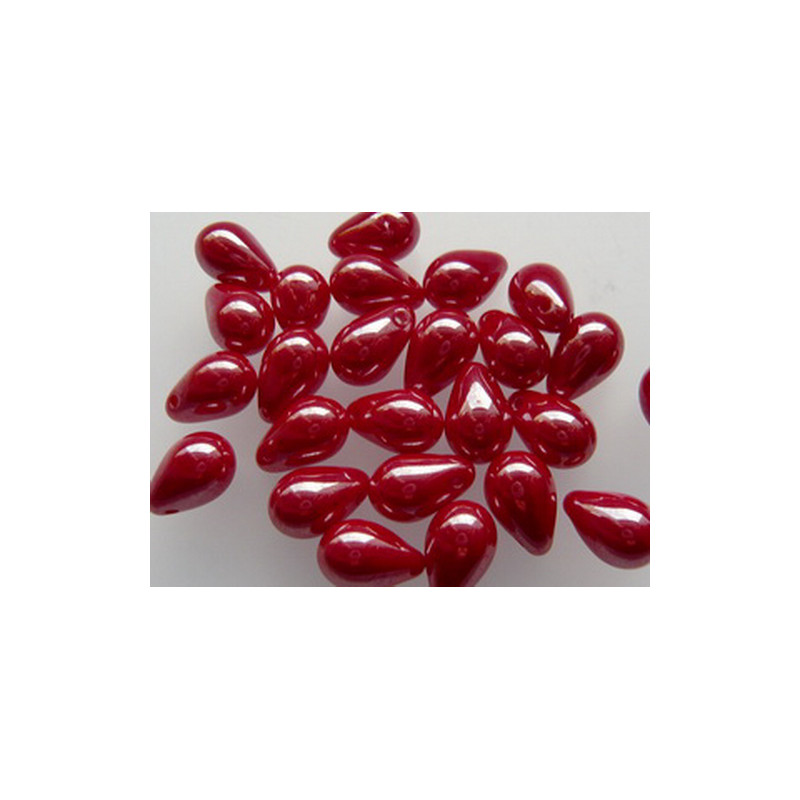 Drops 9x6mm Opaque-Lustered Cherry, 25 St.