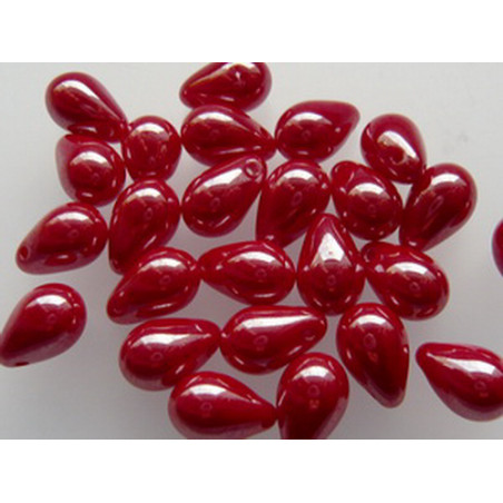 Drops 9x6mm Opaque-Lustered Cherry, 25 St.
