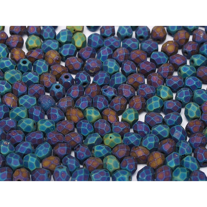 Firepolish 3mm Jet Matted Blue Iris, 50 St.