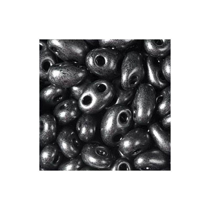 Twin Beads 2,5x5mm (#28949) Jet Gunmetal Pearl