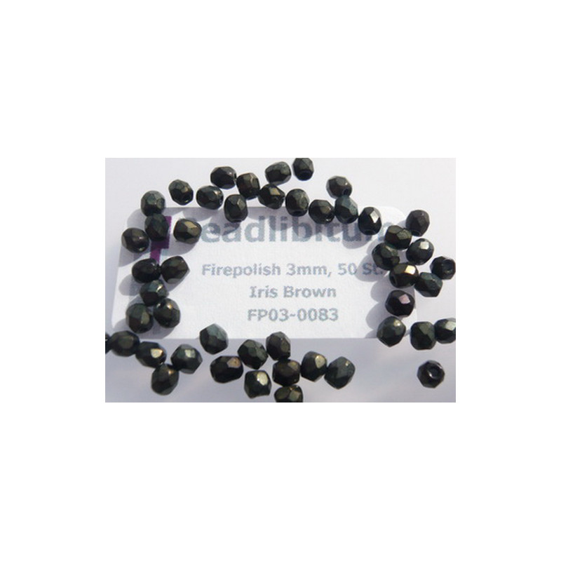 Firepolish 3mm Iris Brown, 50 St.