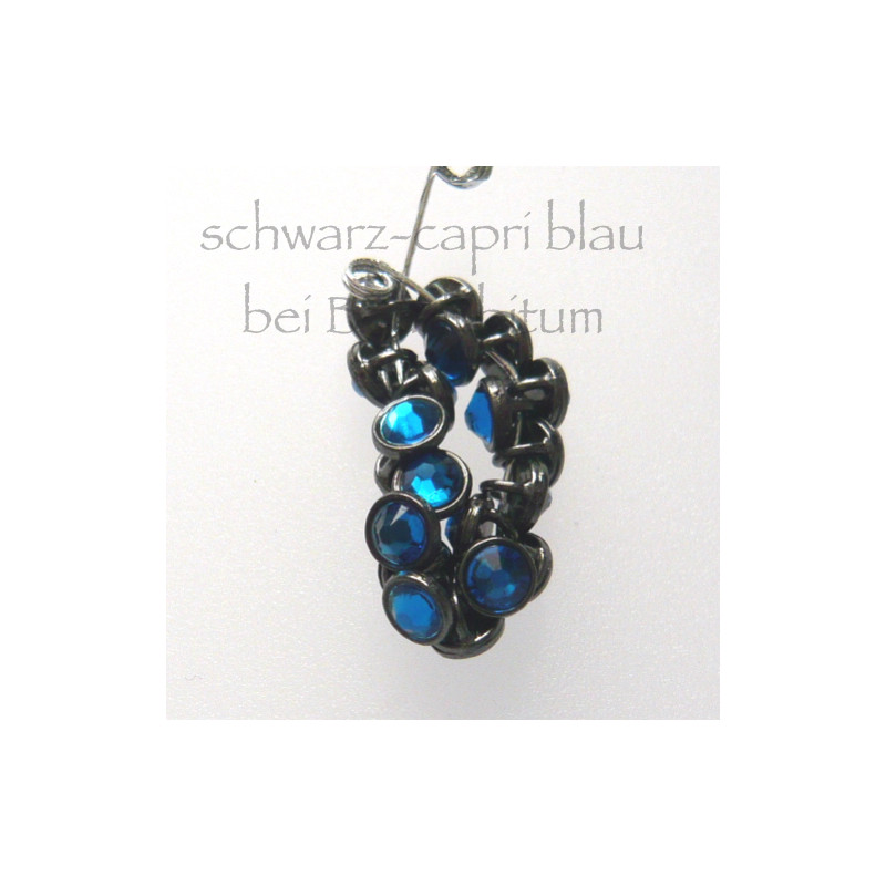 CRYSTALETTS 3mm Swarovski Capri Blue / Schwarz Rhodiniert