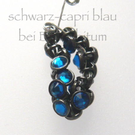 CRYSTALETTS 3mm Swarovski Capri Blue / Schwarz Rhodiniert
