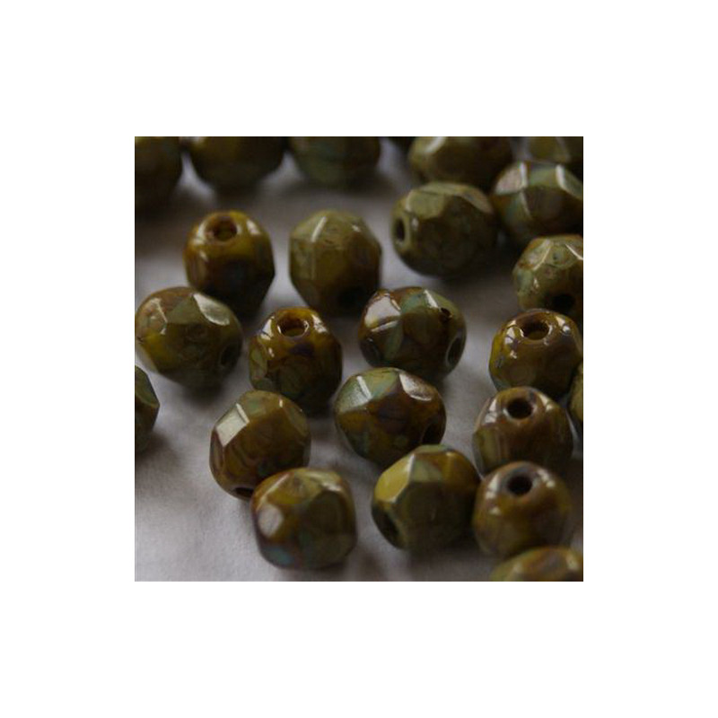 Firepolish 3mm Moss Green Picasso, 50 St.