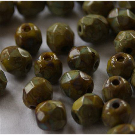 Firepolish 3mm Moss Green Picasso, 50 St.