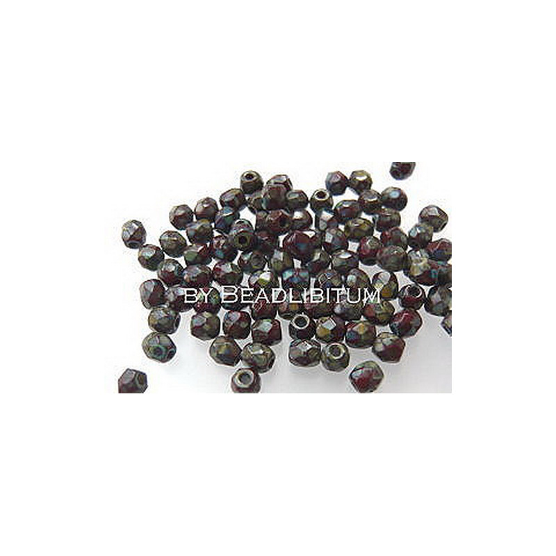 Firepolish 3mm Red Coral Travertin, 50 St.