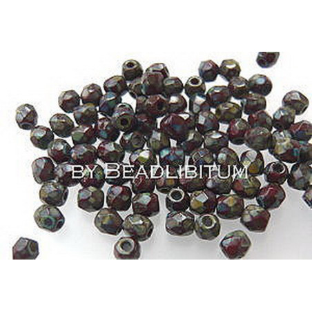 Firepolish 3mm Red Coral Travertin, 50 St.