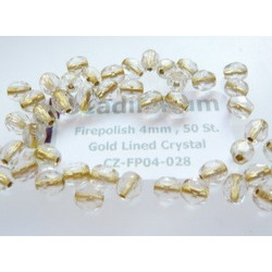 Firepolish 4mm Gold Lined Crystal, 50 St.