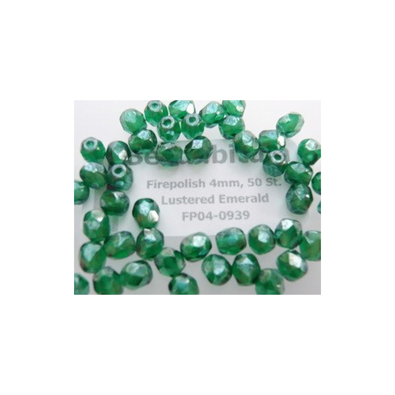 Firepolish 4mm Lustered Emerald, 50 St.