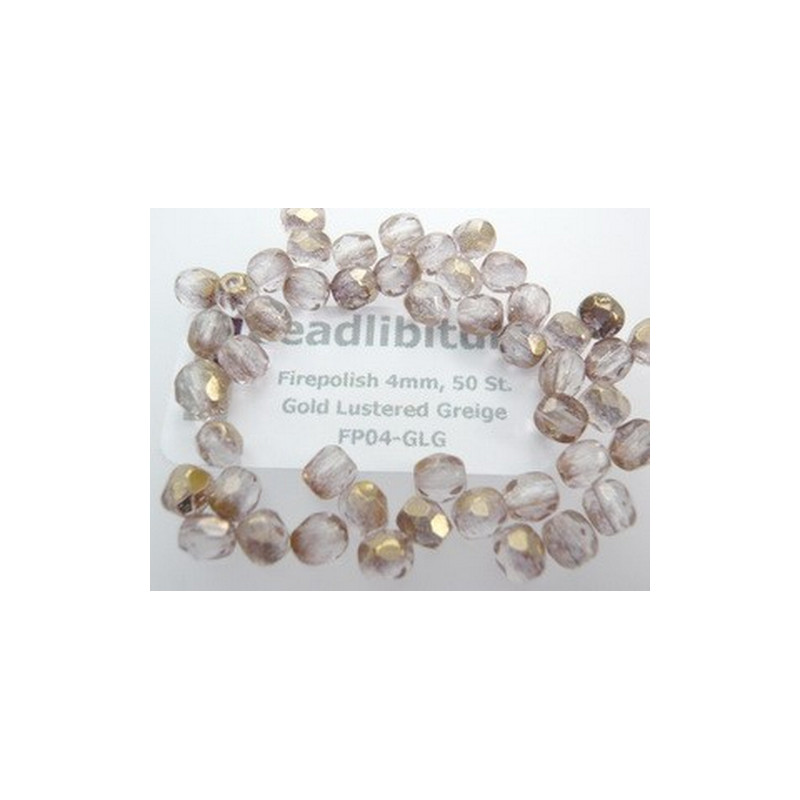 Firepolish 4mm Gold Lustered Greige, 50 St.
