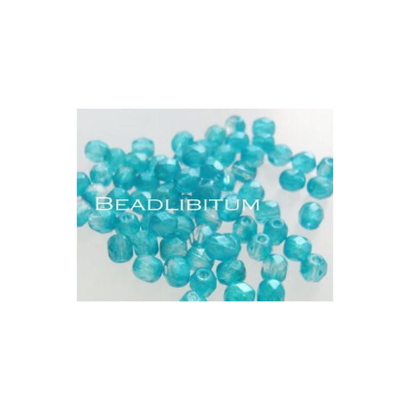 Firepolish 4mm Silver Waxed Aqua, 50 St.