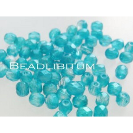 Firepolish 4mm Silver Waxed Aqua, 50 St.