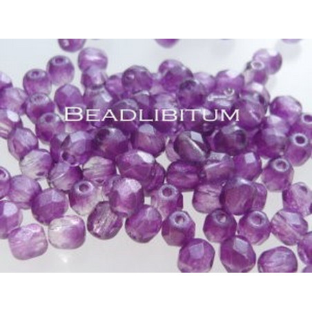 Firepolish 4mm Silver Waxed Purple, 50 St.