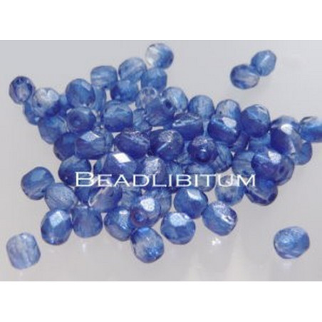 Firepolish 4mm Silver Waxed Sapphire, 50 St.