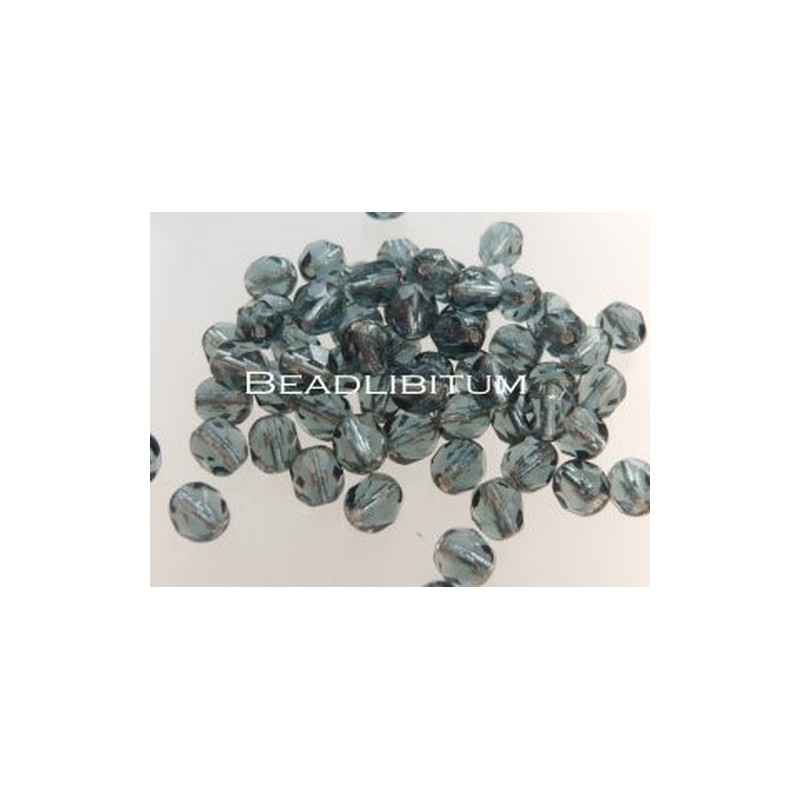 Firepolish 6mm Silver Lined Grey, 25 St.