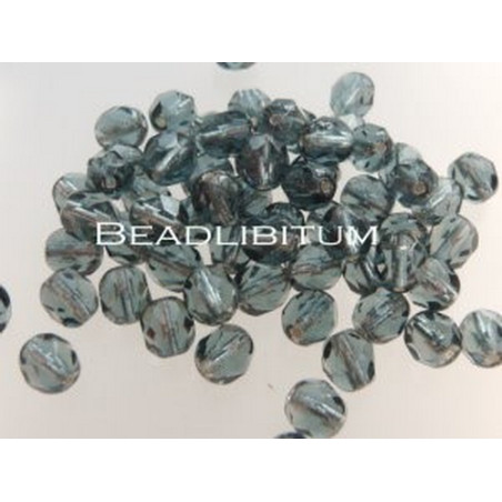 Firepolish 6mm Silver Lined Grey, 25 St.