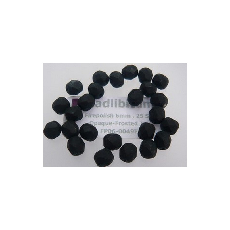 Firepolish 6mm Opaque-Frosted Jet, 25 St.