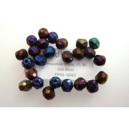 Firepolish 6mm Iris Blue, 25 St.