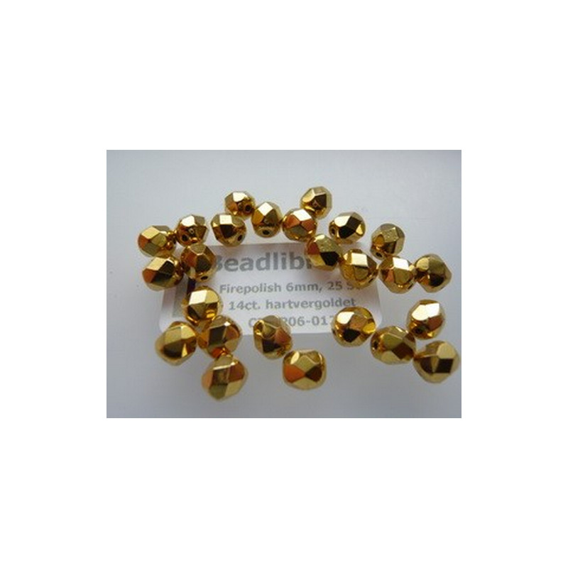 Firepolish 6mm 14ct. hartvergoldet, 25 St.
