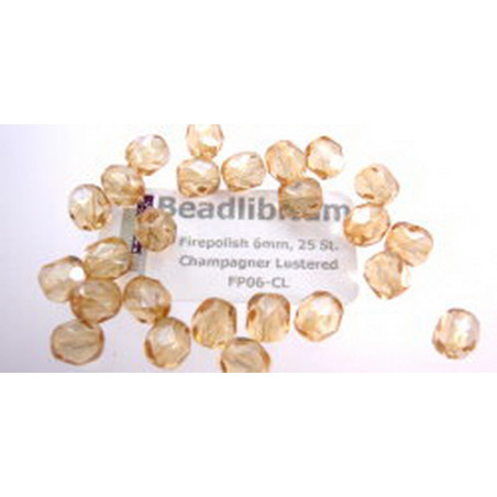 Firepolish 6mm Champagner Lustered, 25 St.