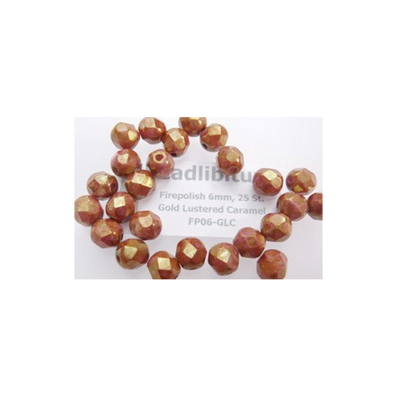 Firepolish 6mm Gold Lustered Caramel, 25 St.