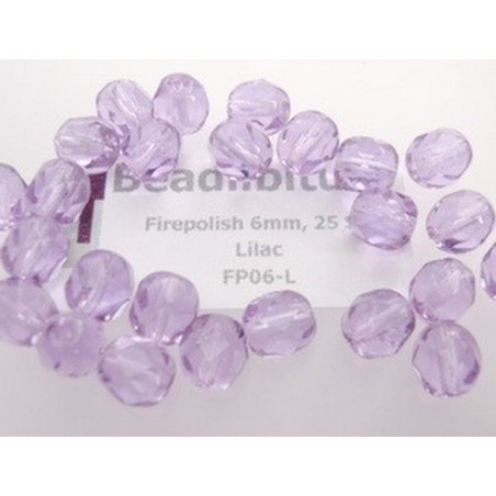 Firepolish 6mm Lilac, 25 St.