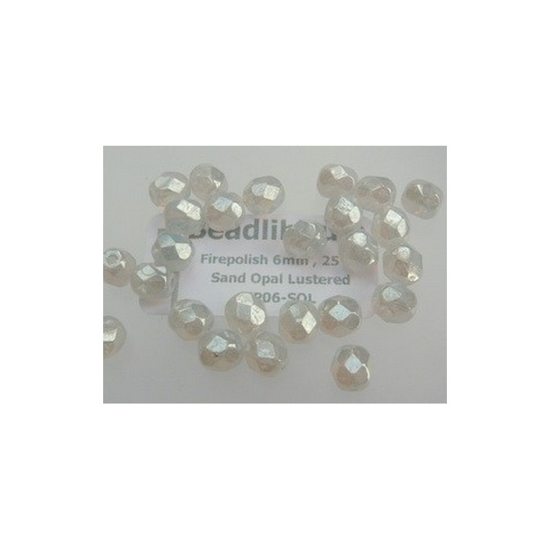 Firepolish 6mm Sand Opal Lustered, 25 St.