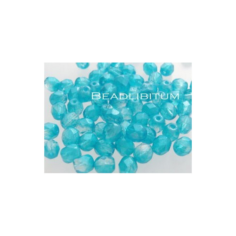Firepolish 6mm Silver Waxed Aqua, 25 St.