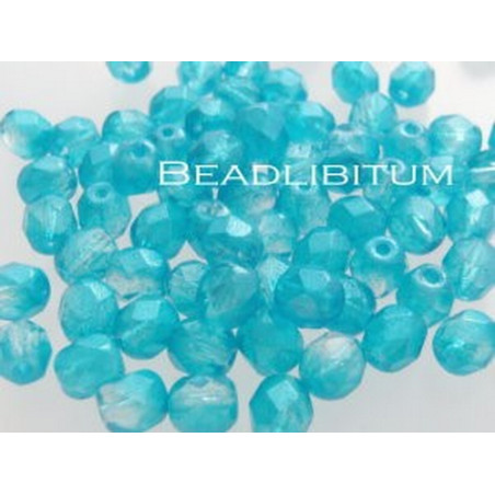 Firepolish 6mm Silver Waxed Aqua, 25 St.