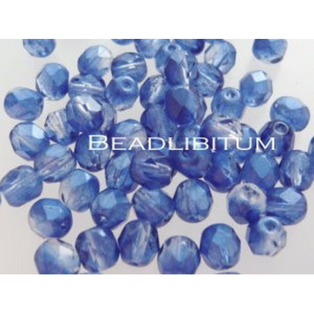 Firepolish 6mm Silver Waxed Sapphire, 25 St.