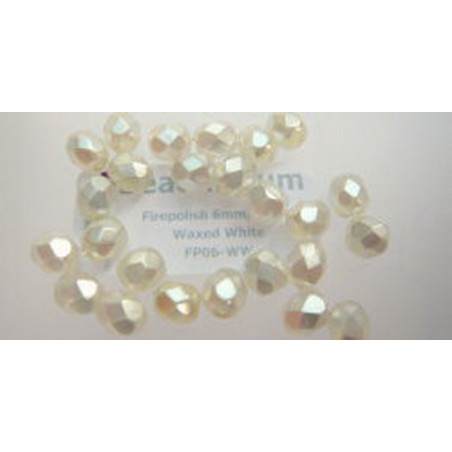 Firepolish 6mm Waxed White, 25 St.