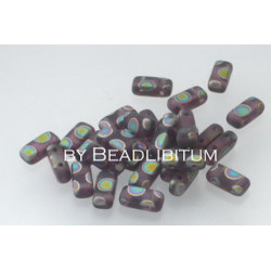 Two-Hole Prism Beads 4x8mm Amethyst Peacock, 20 St.