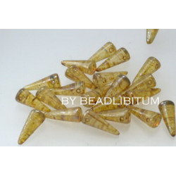 Spike Beads 5x13 mm Jonquil Picasso, 10 St.